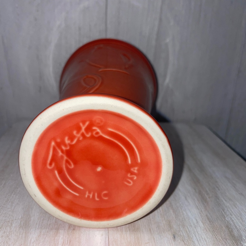 Retired Fiesta Persimmon Orange 6" Tall Pedestal Latte Mug Cup 16 oz Teapot logo - Picture 3 of 9